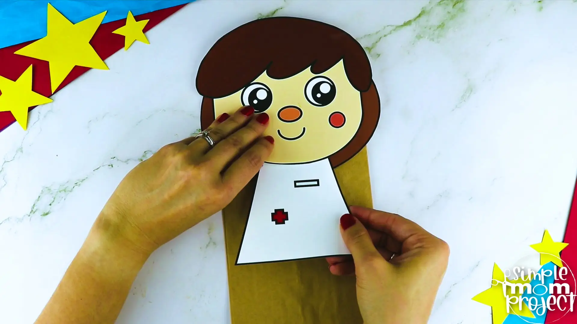 Printable Nurse Paper Bag Puppet Community Helper Craft for Kids Preschooler Toddler