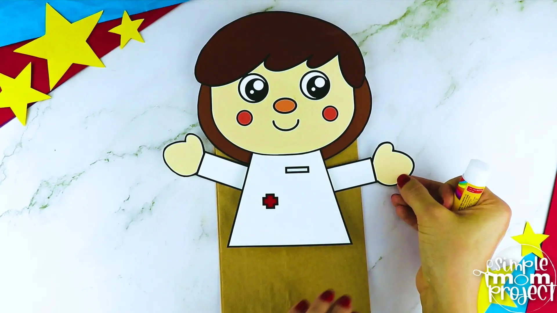 Printable Nurse Paper Bag Puppet Community Helper Craft for Kids Preschooler Toddler