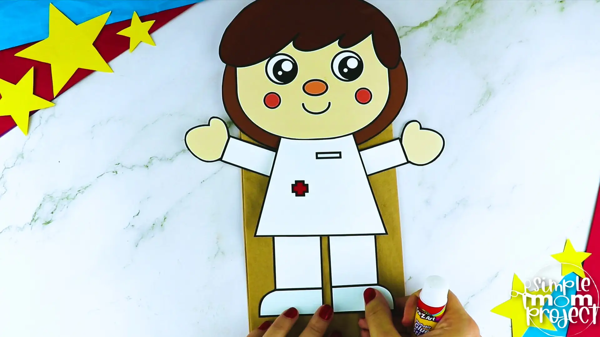 Printable Nurse Paper Bag Puppet Community Helper Craft for Kids Preschooler Toddler