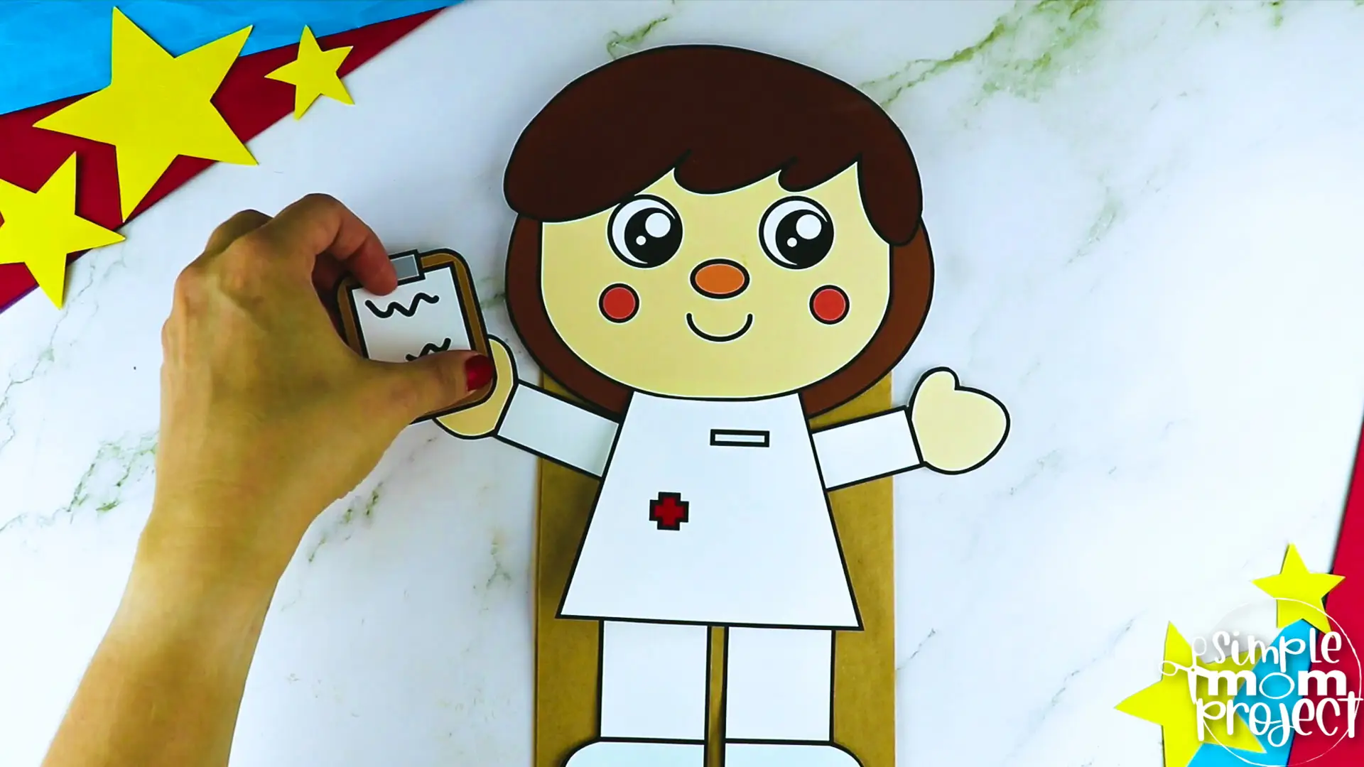 Printable Nurse Paper Bag Puppet Community Helper Craft for Kids Preschooler Toddler