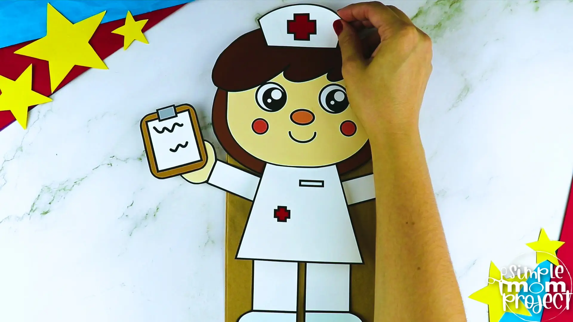 Printable Nurse Paper Bag Puppet Community Helper Craft for Kids Preschooler Toddler