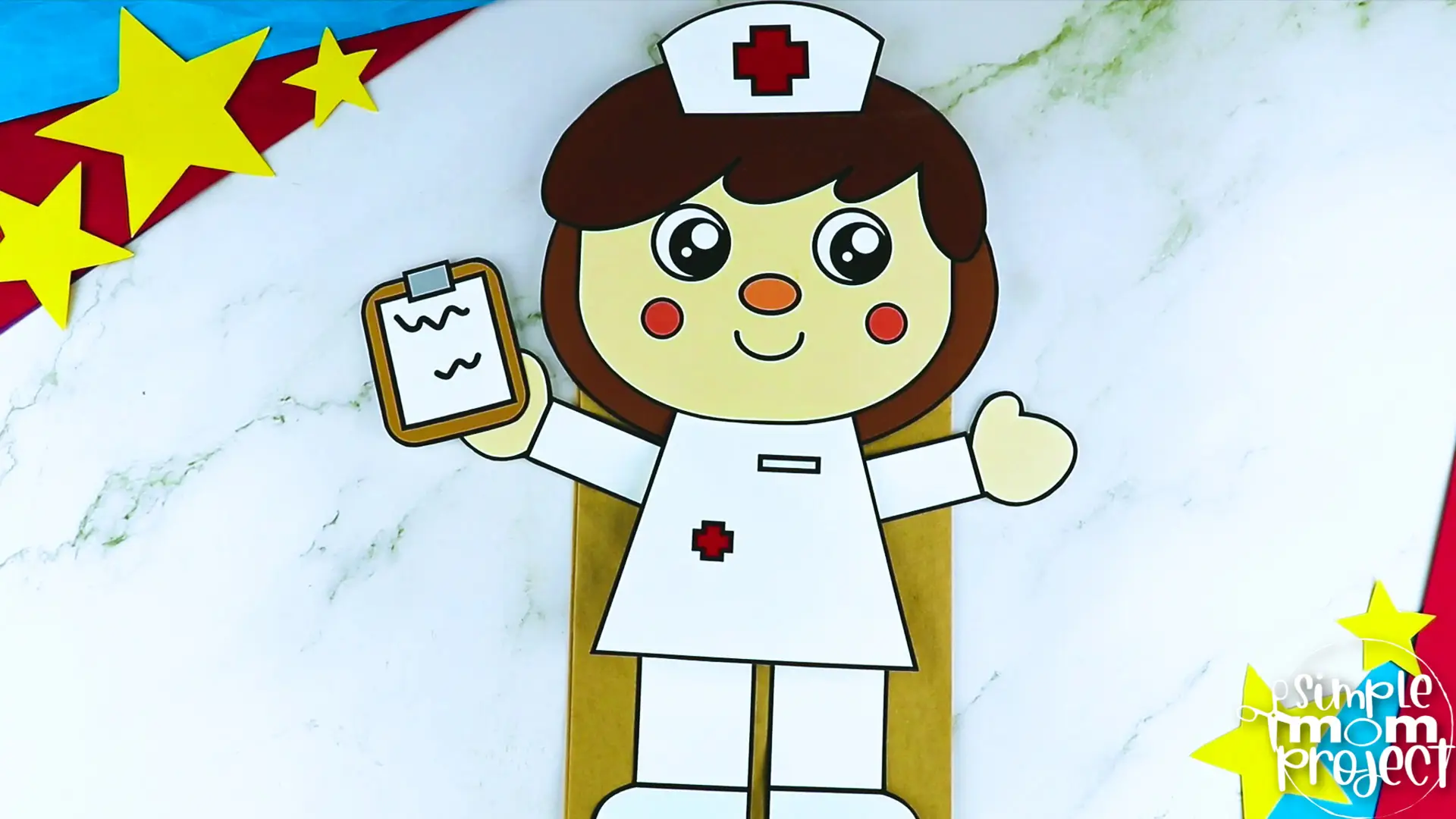 Printable Nurse Paper Bag Puppet Community Helper Craft for Kids Preschooler Toddler