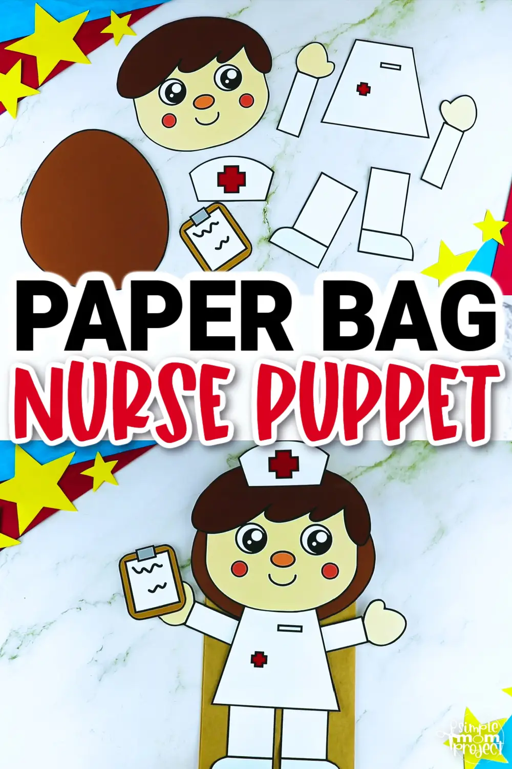 Printable Nurse Paper Bag Puppet Community Helper Craft for Kids Preschooler Toddler