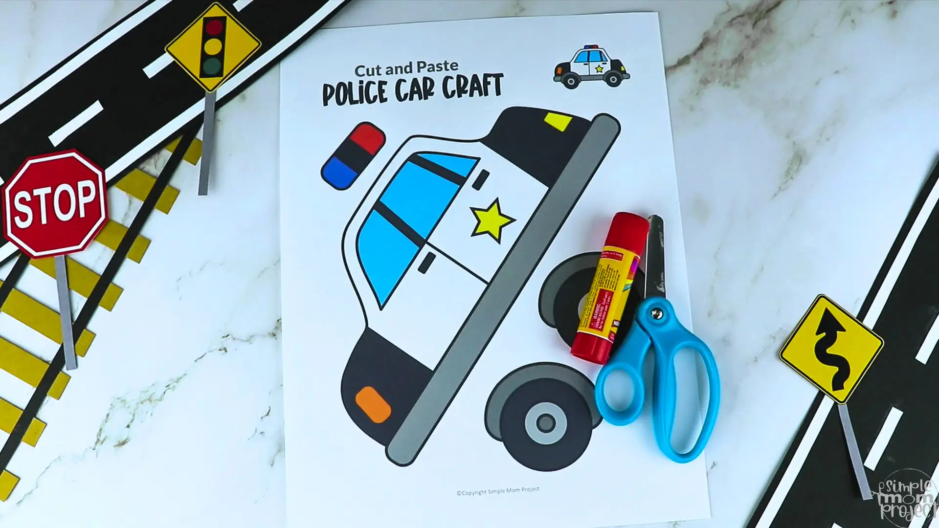 Are you looking for fun craft activities for your toddler, preschool and kindergarten kids? This easy printable police car craft is perfect for children who aspire to be a policeman someday. Our printable police car template is great for children’s parties or imaginative play. Be sure to grab your simple printable police car template today!