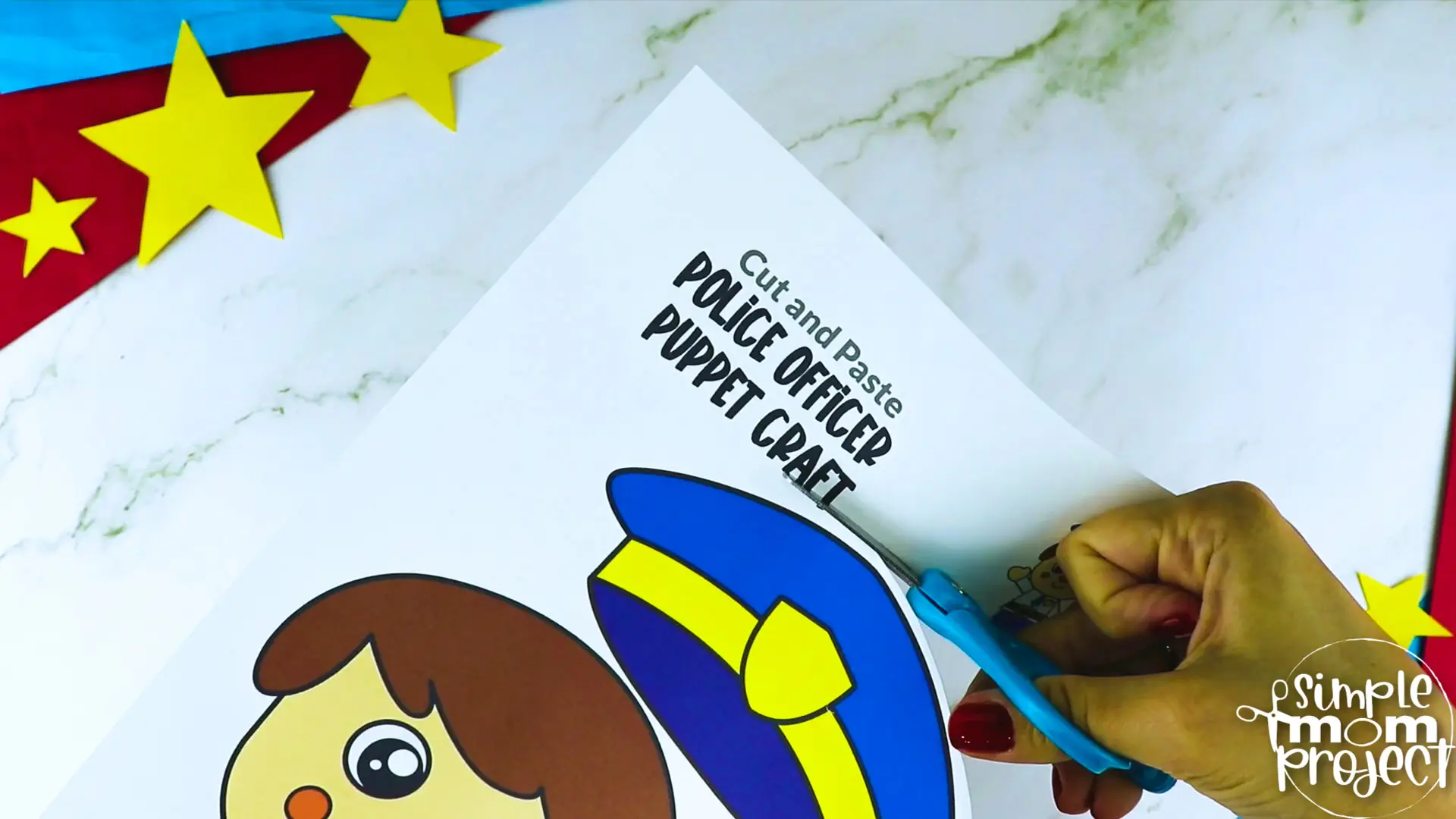 Printable Police Officer Paper Bag Puppet Community Helper Craft for Kids Preschooler Toddler