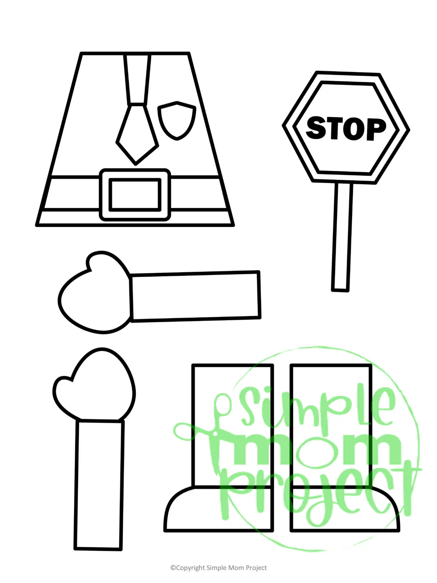 Printable Police Officer Paper Bag Puppet Community Helper Craft for Kids Preschooler Toddler