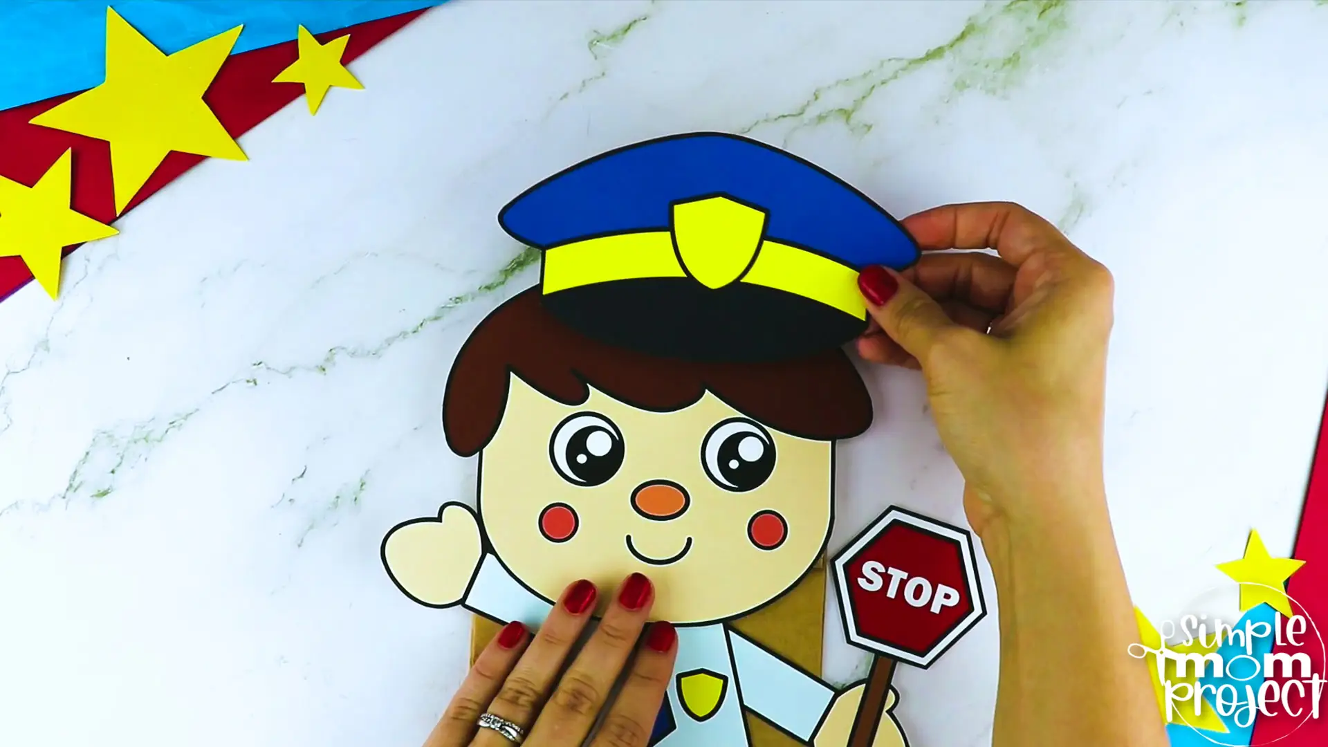 Printable Police Officer Paper Bag Puppet Community Helper Craft for Kids Preschooler Toddler