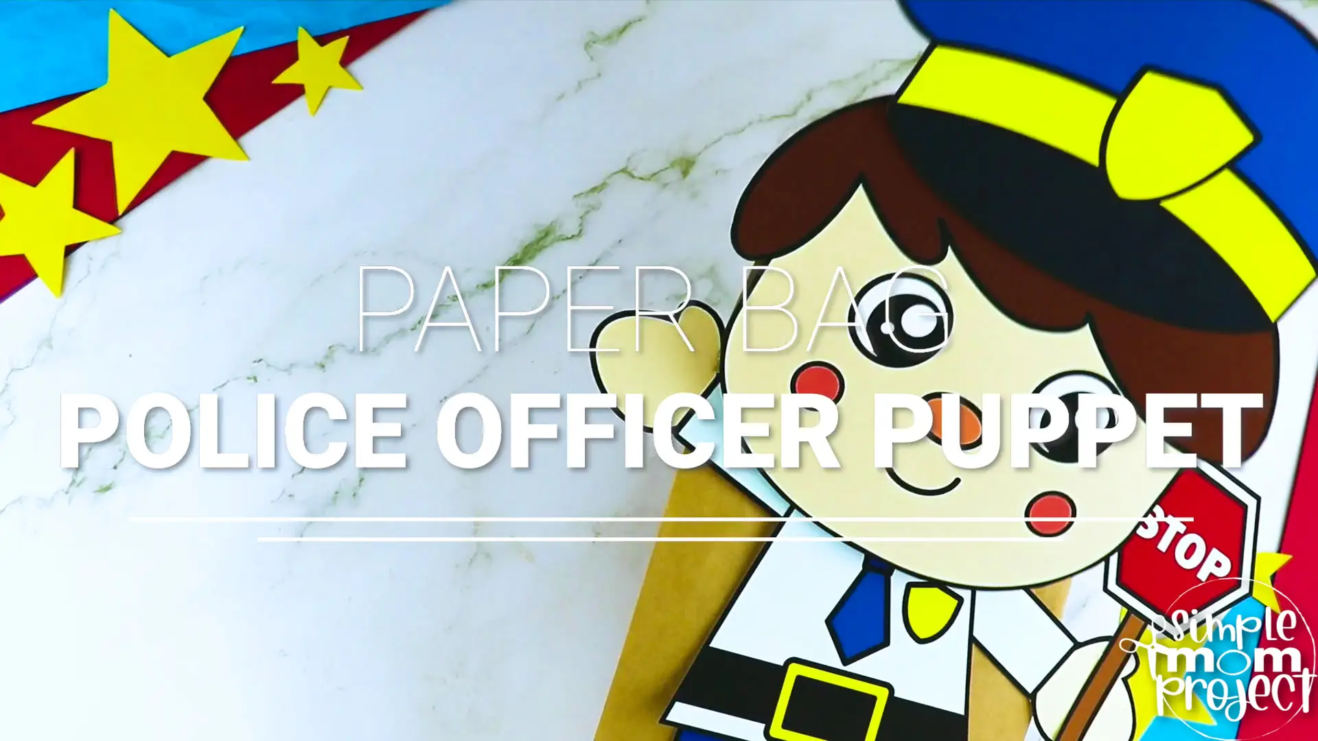 Printable Police Officer Paper Bag Puppet Community Helper Craft for Kids Preschooler Toddler