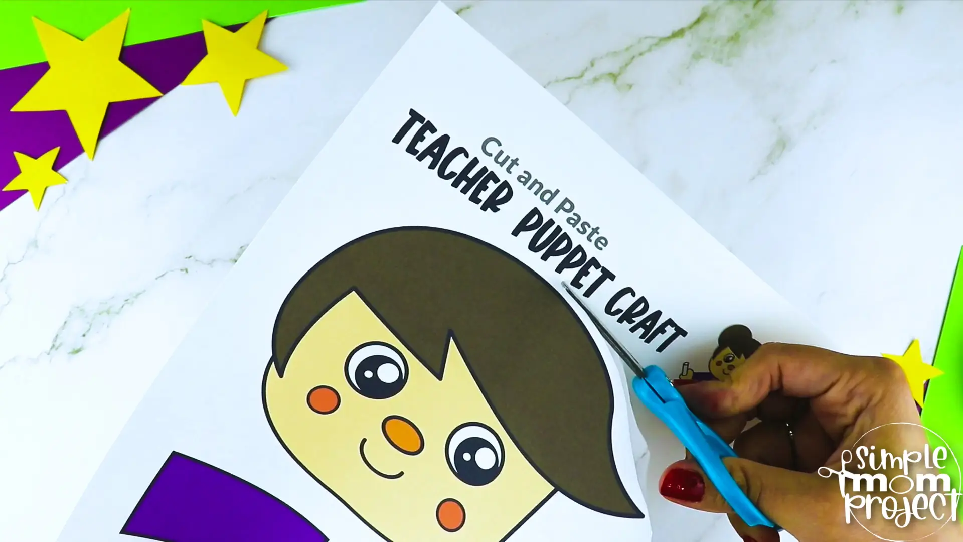 Printable Teacher Paper Bag Puppet Community Helper Craft for Kids Preschooler Toddler