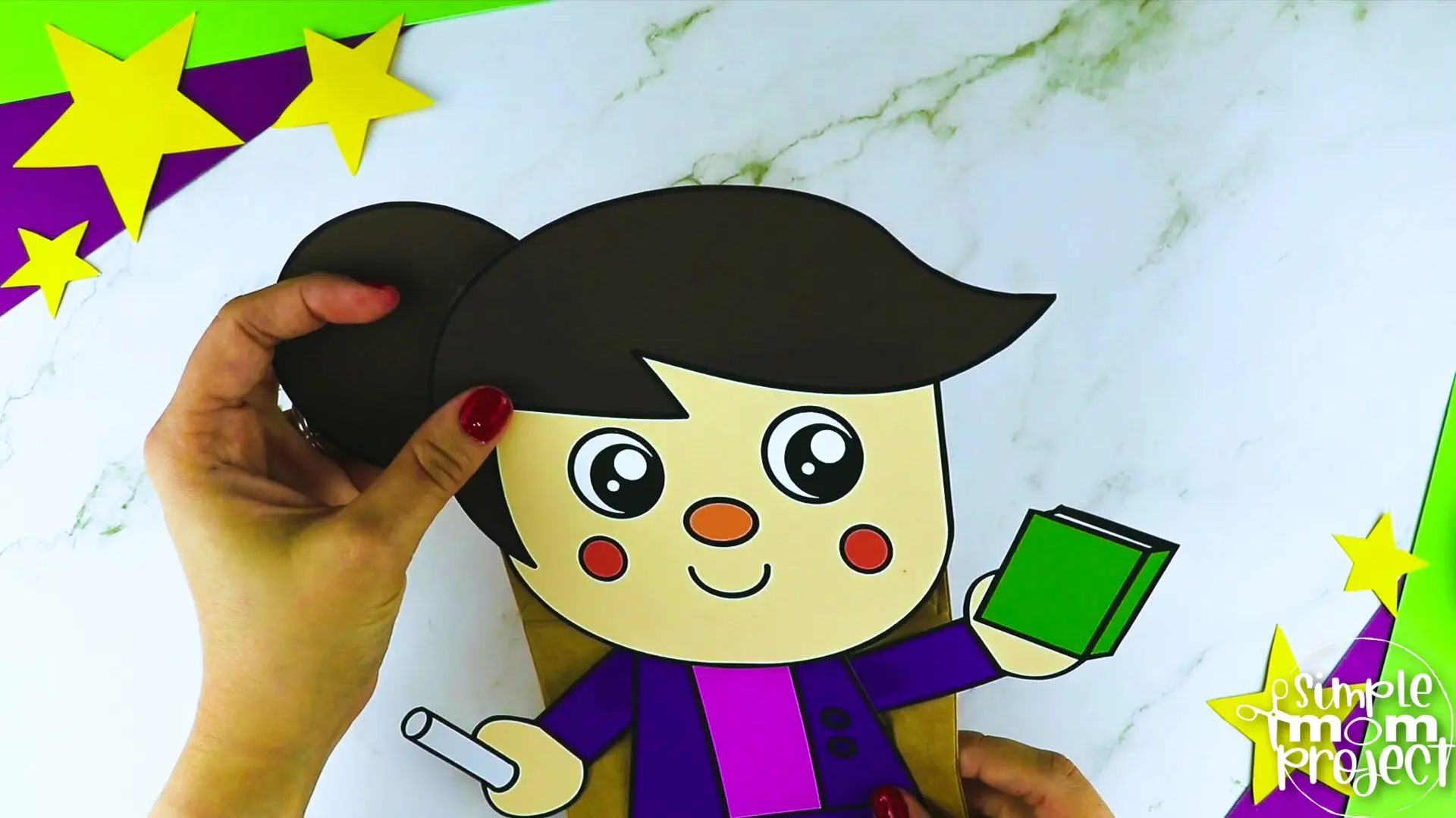 Printable Teacher Paper Bag Puppet Community Helper Craft for Kids Preschooler Toddler