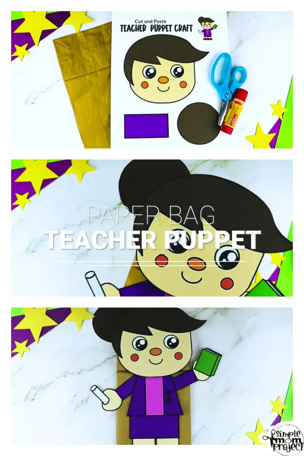 Printable Teacher Paper Bag Puppet Community Helper Craft for Kids Preschooler Toddler