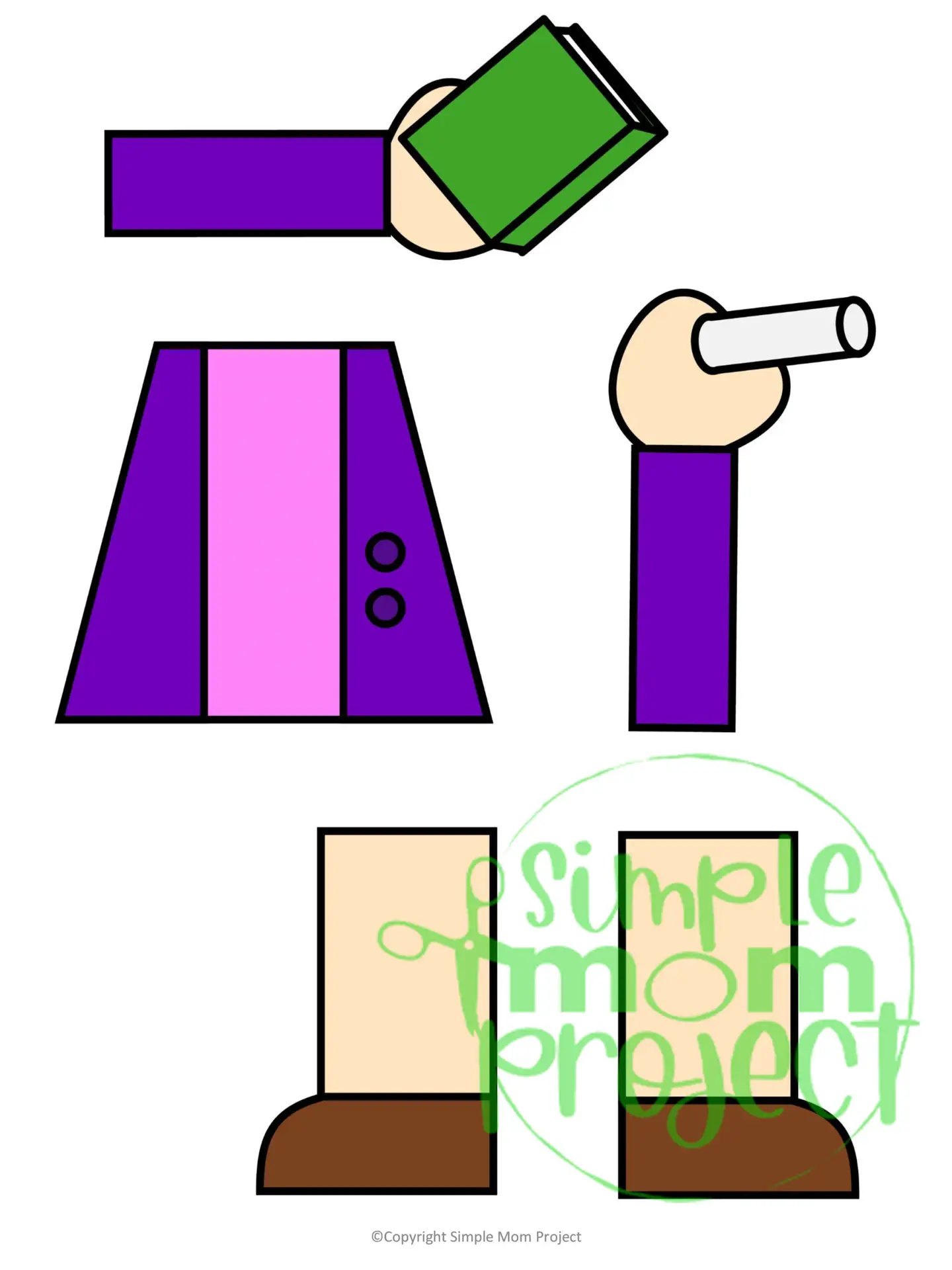 Printable Teacher Paper Bag Puppet Community Helper Craft for Kids Preschooler Toddler