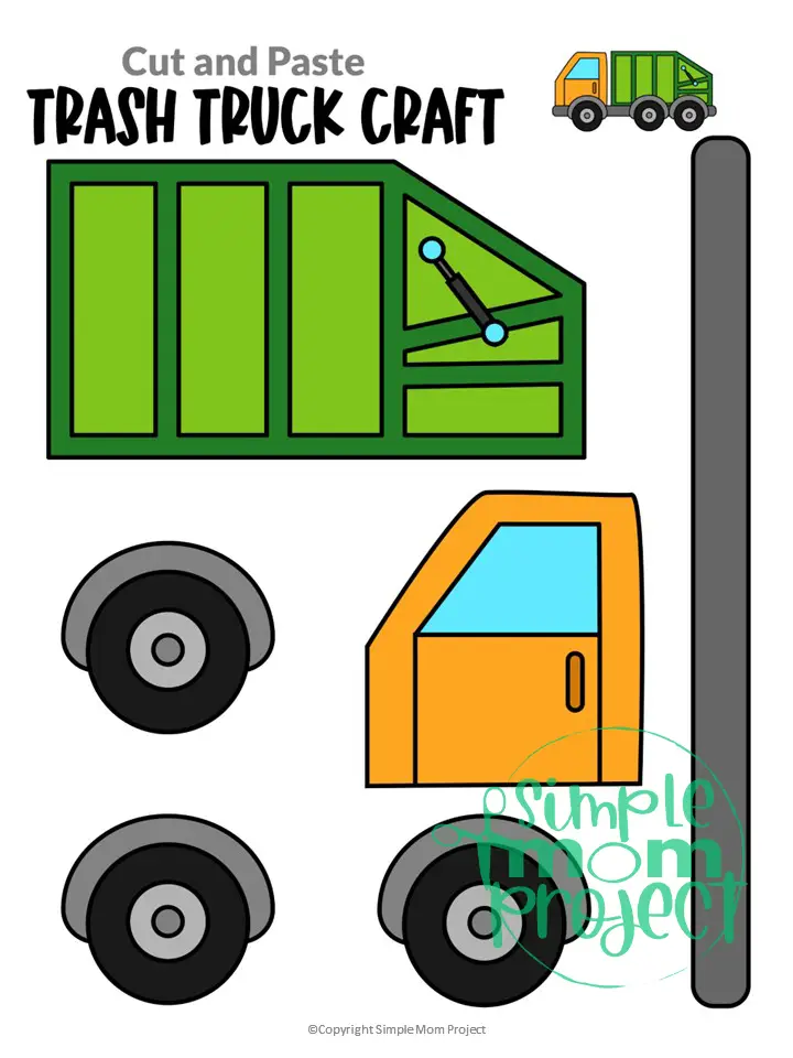 Printable Trash Truck Vehicle Craft Template for Kids, Preschool, Toddlers, Kindergarten 14