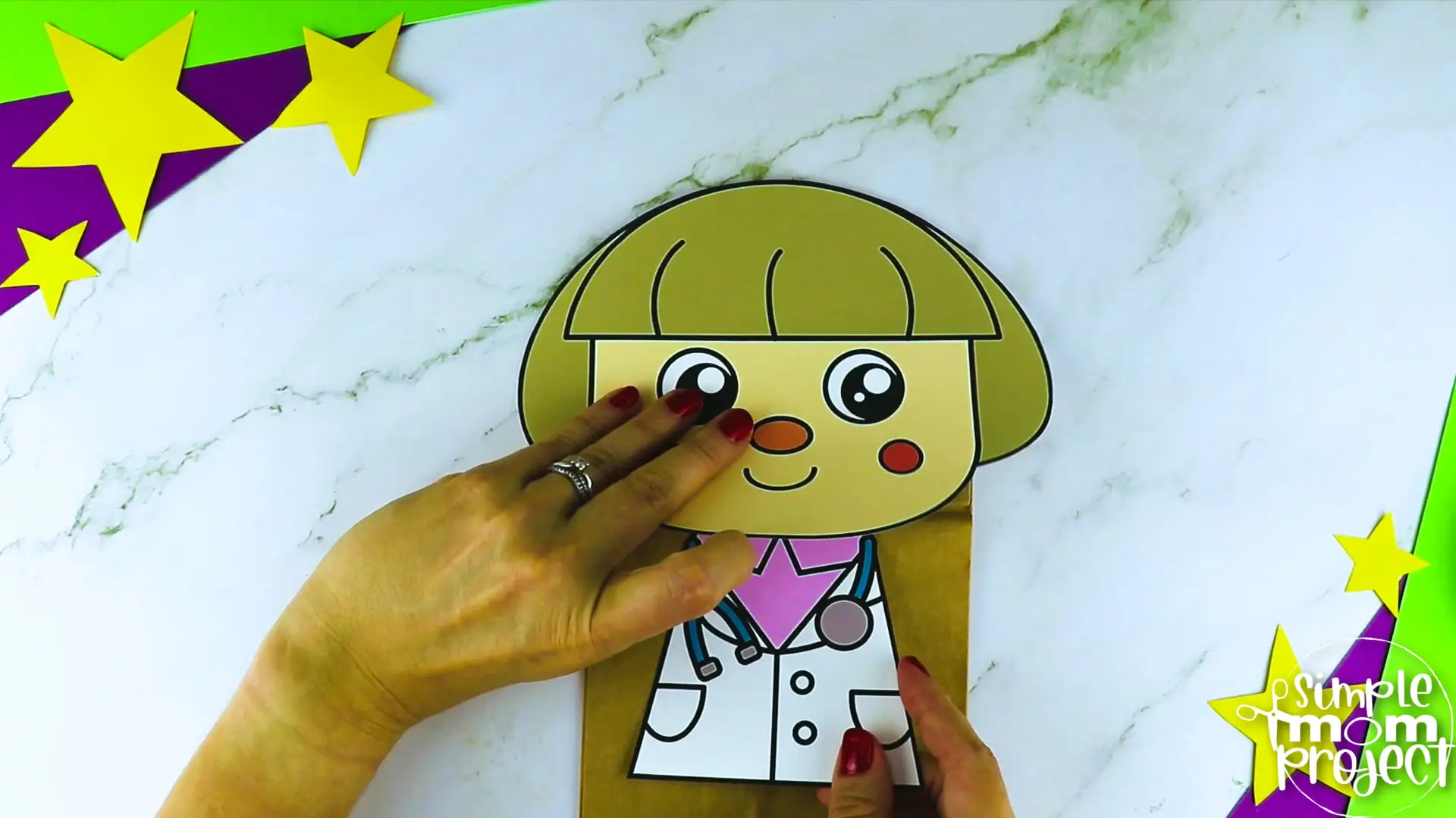 Printable Veterinarian Paper Bag Puppet Community Helper Craft for Kids Preschooler Toddler