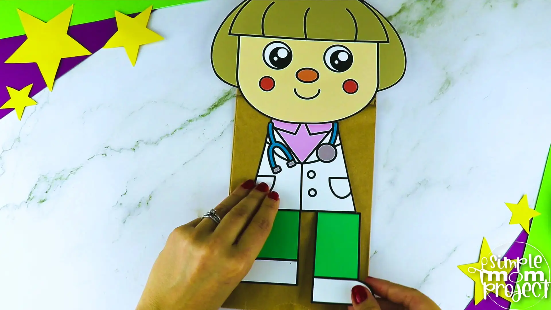 Printable Veterinarian Paper Bag Puppet Community Helper Craft for Kids Preschooler Toddler