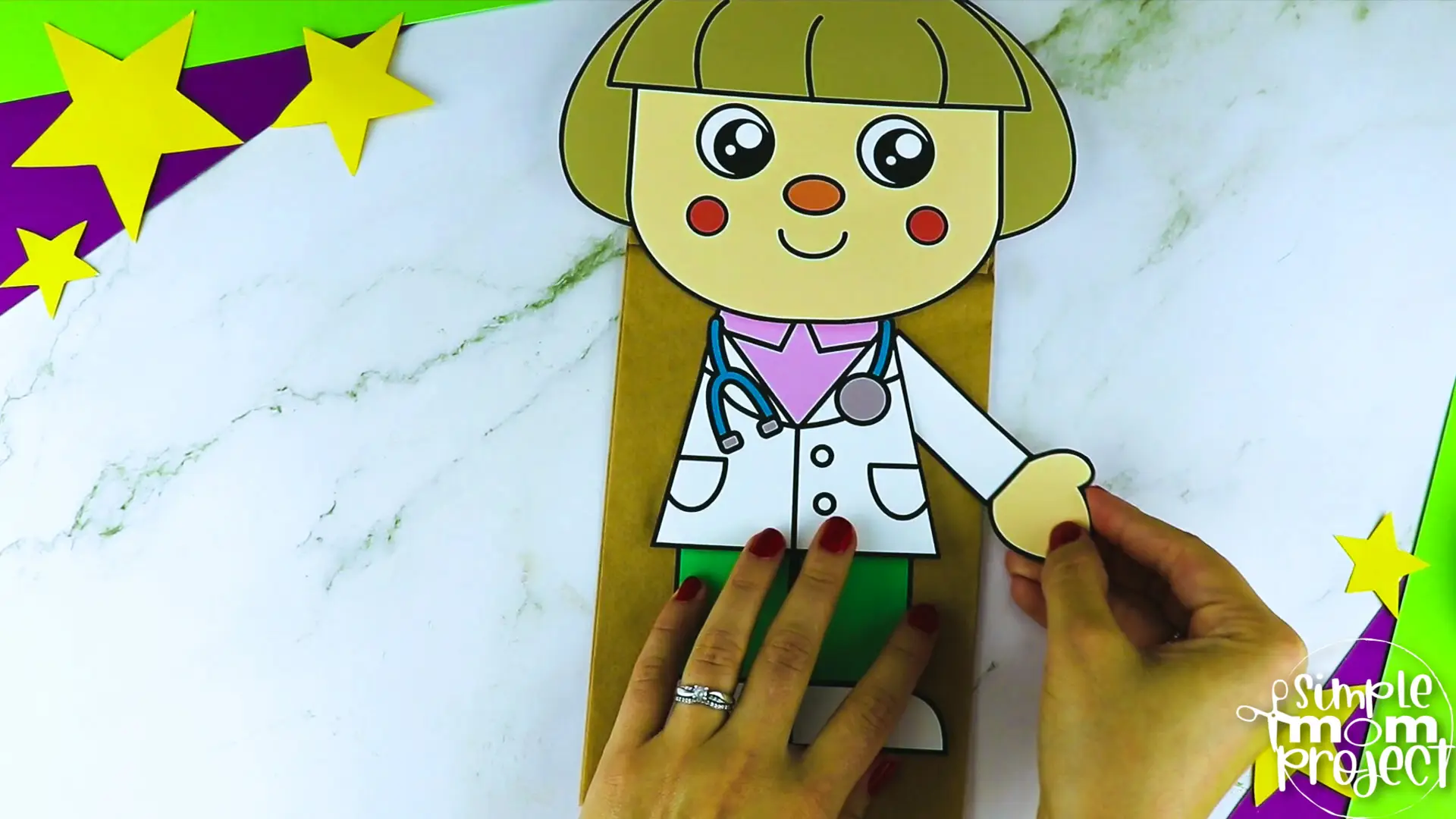 Printable Veterinarian Paper Bag Puppet Community Helper Craft for Kids Preschooler Toddler