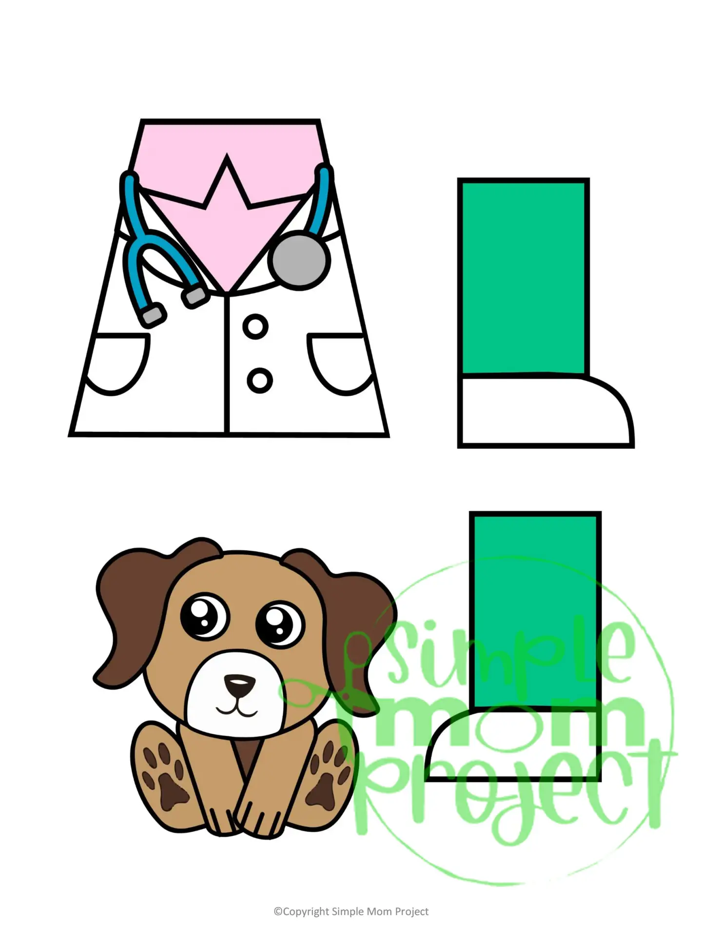Printable Veterinarian Paper Bag Puppet Community Helper Craft for Kids Preschooler Toddler