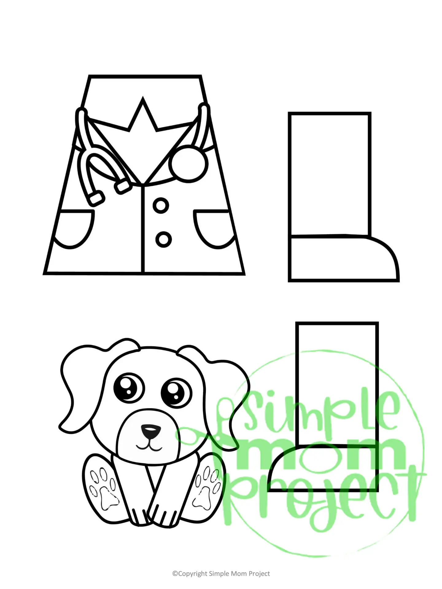 Printable Veterinarian Paper Bag Puppet Community Helper Craft for Kids Preschooler Toddler