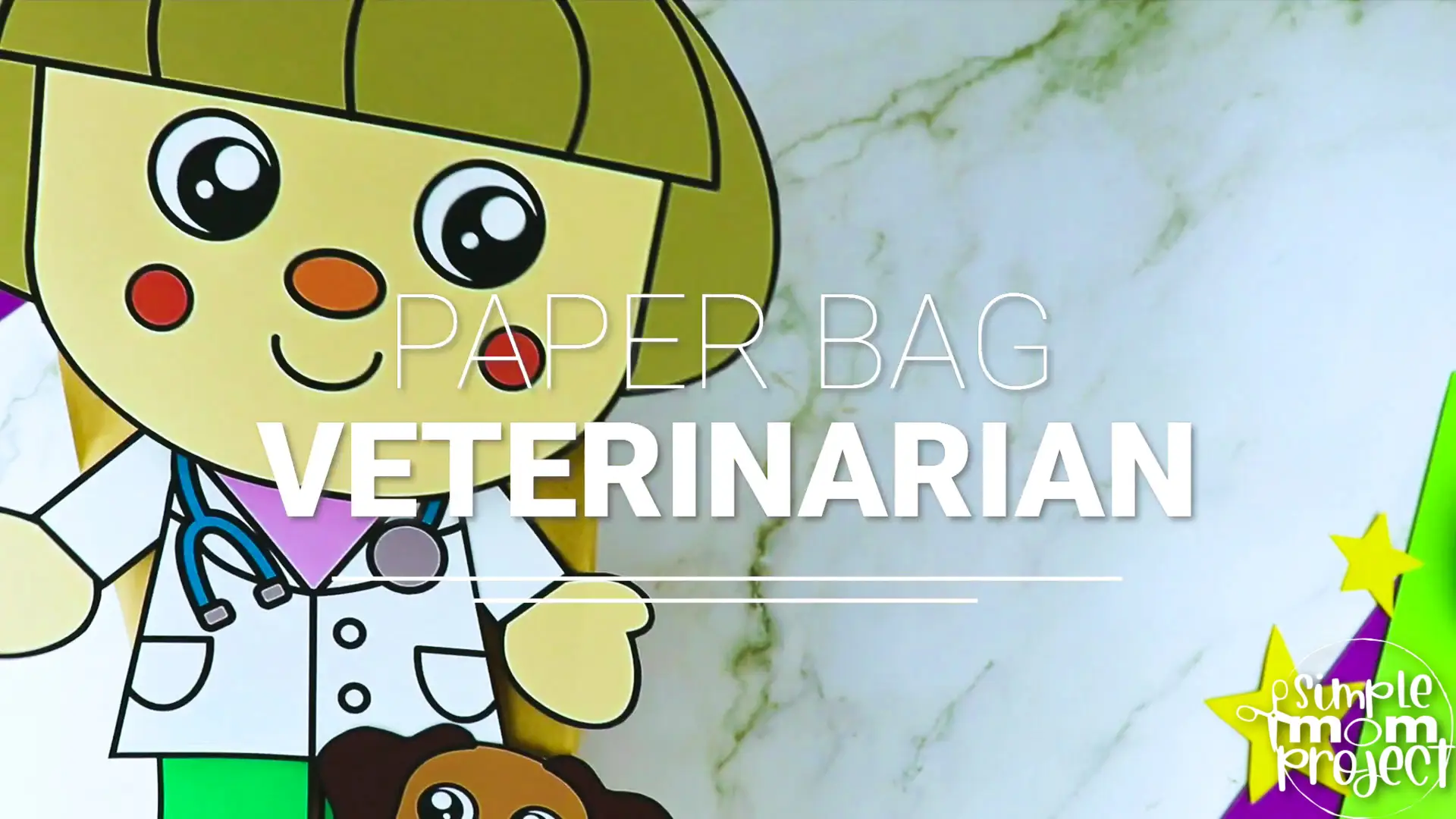 Printable Veterinarian Paper Bag Puppet Community Helper Craft for Kids Preschooler Toddler