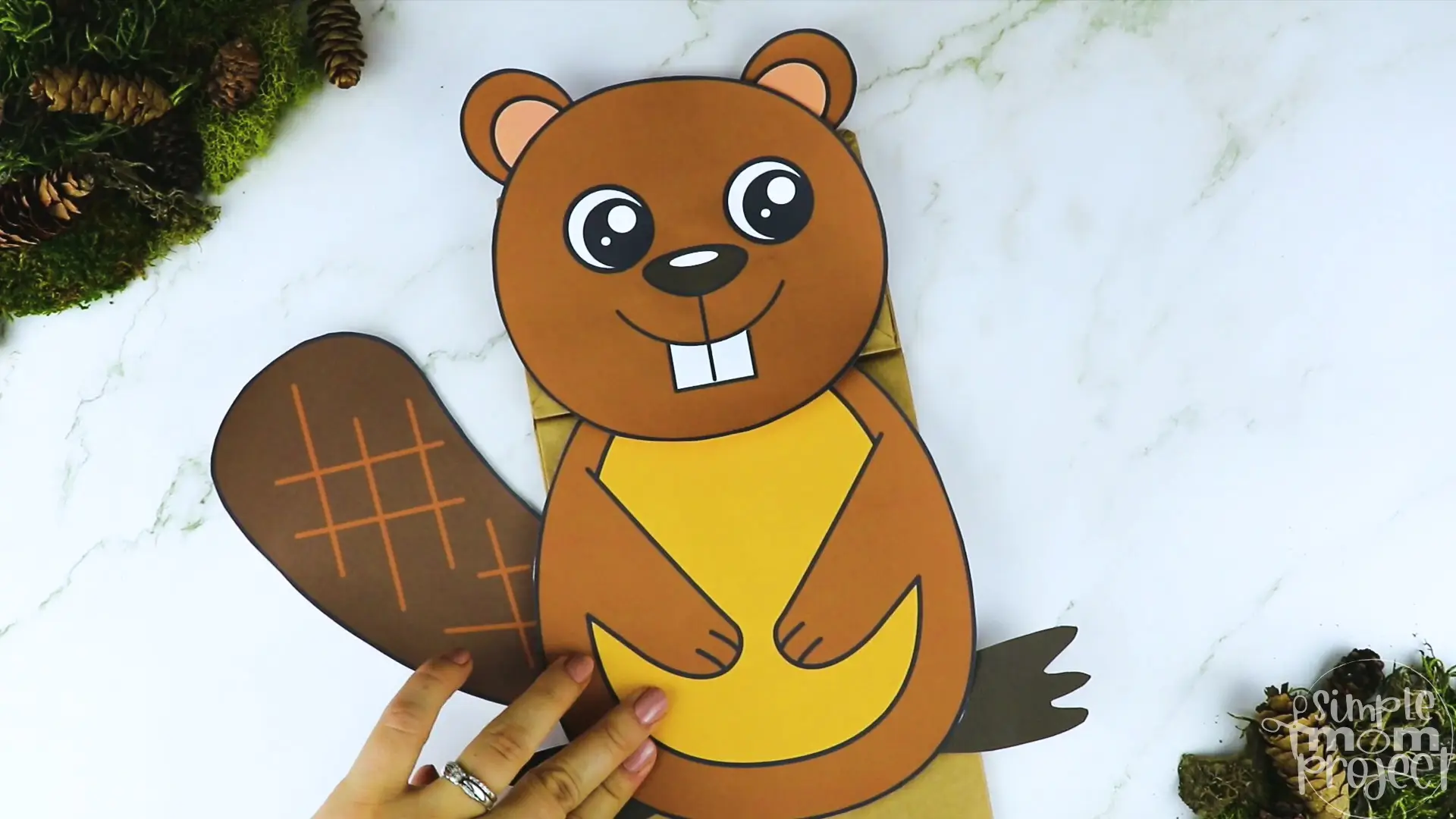 Printable Woodland Animal Beaver Paper Bag Puppet Craft