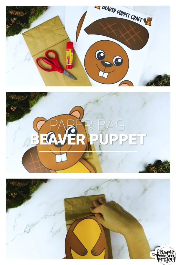 Printable Woodland Animal Beaver Paper Bag Puppet Craft