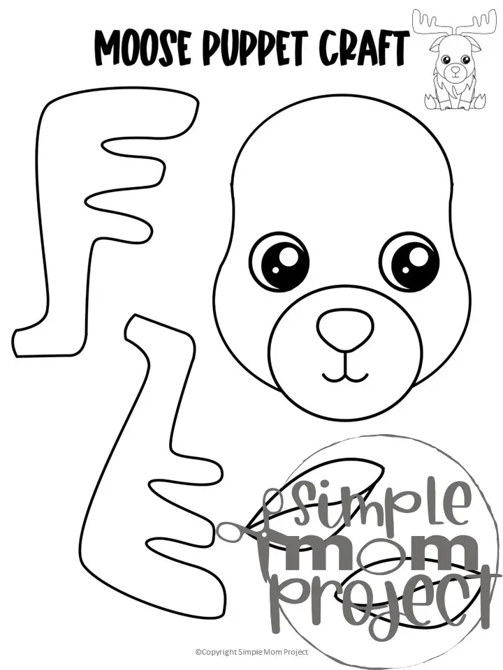 Printable Woodland Animal Moose Paper Bag Puppet Craft 5