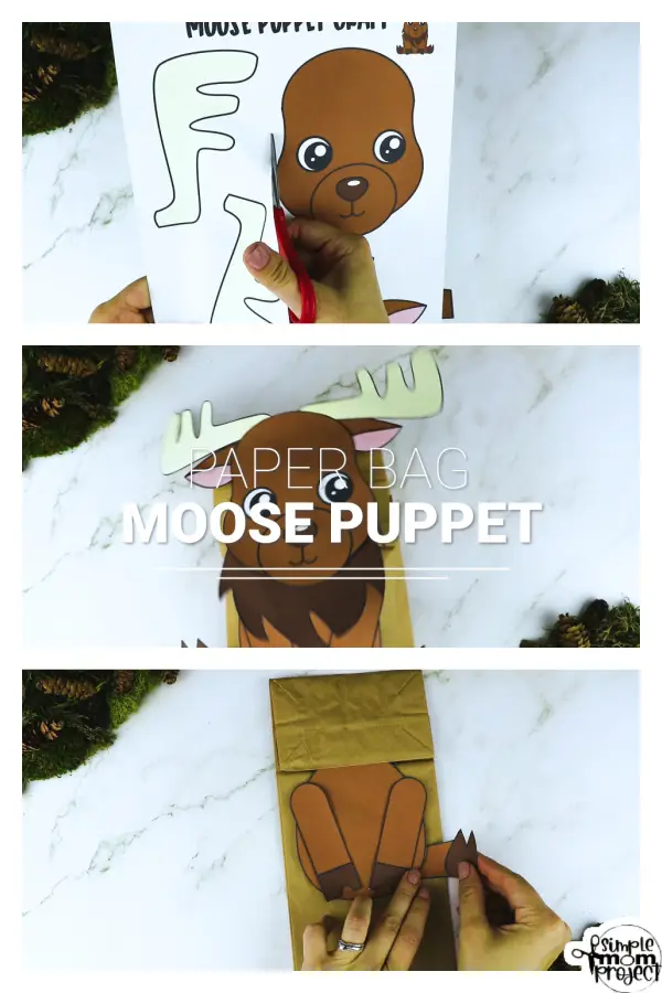 Printable Woodland Animal Moose Paper Bag Puppet Craft 18