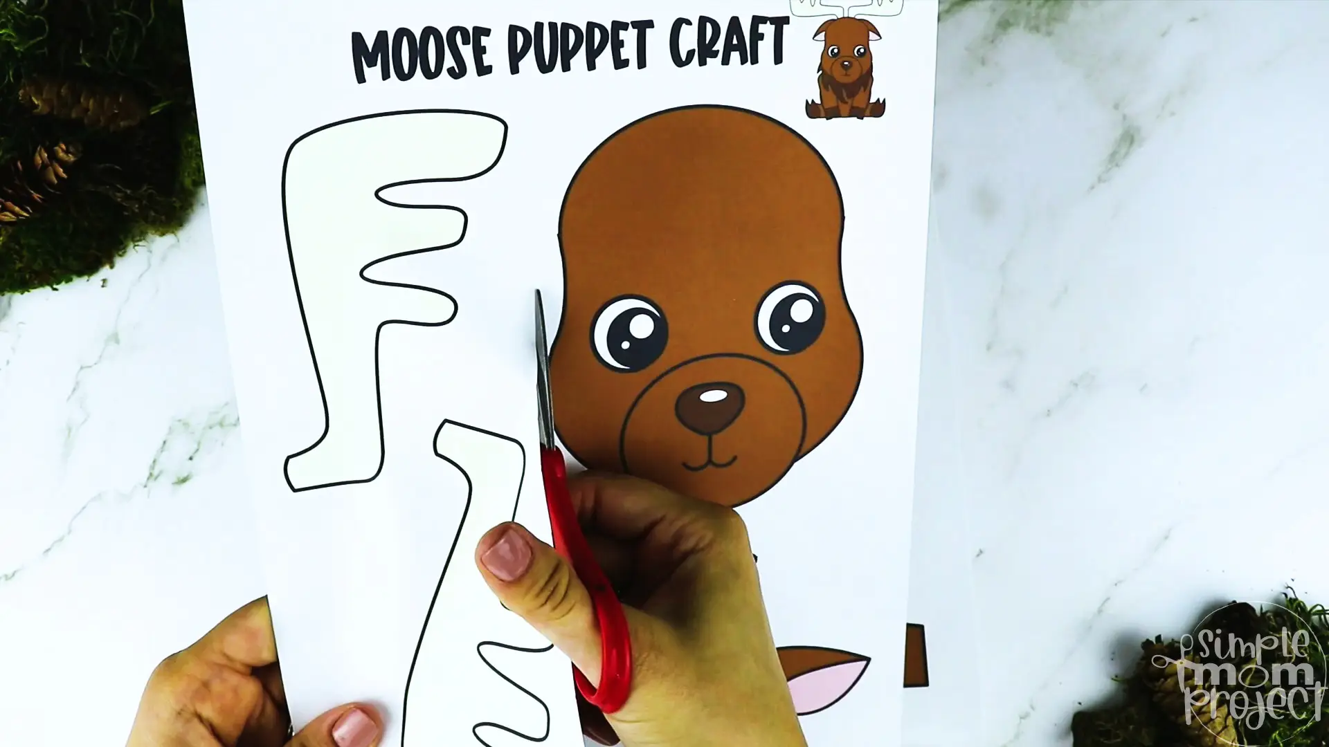 Printable Woodland Animal Moose Paper Bag Puppet Craft 7