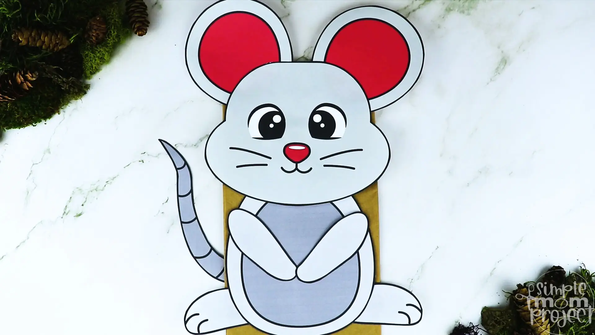 Printable Woodland Animal Mouse Paper Bag Puppet Craft 16