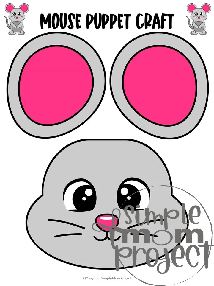 Printable Woodland Animal Mouse Paper Bag Puppet Craft 3