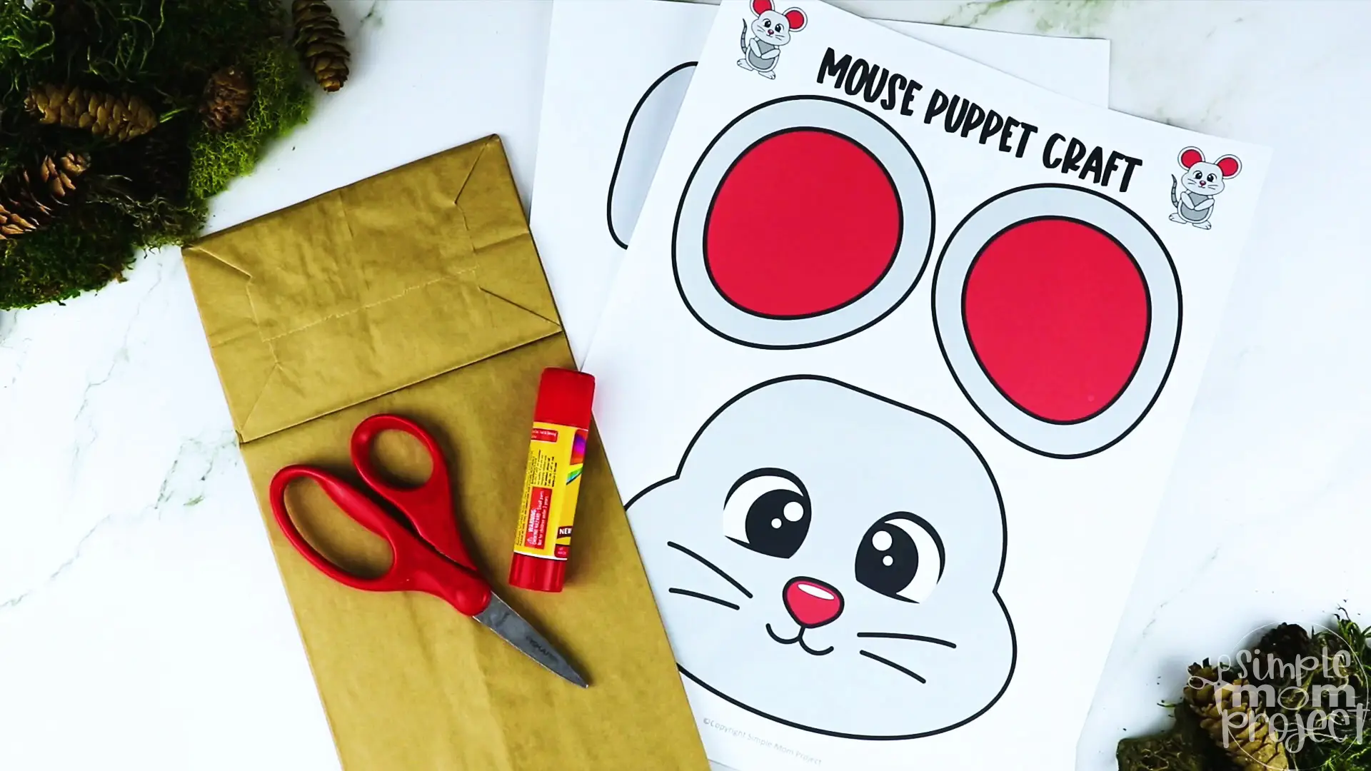 Printable Woodland Animal Mouse Paper Bag Puppet Craft 8