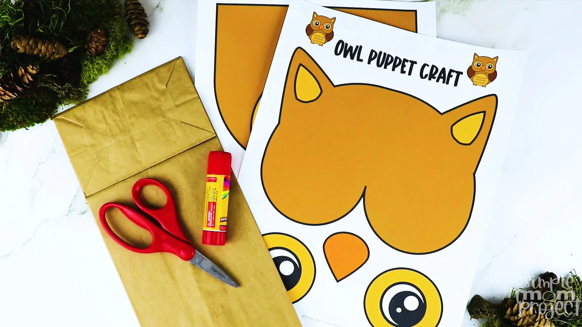 Printable Woodland Animal Owl Paper Bag Puppet Craft 6