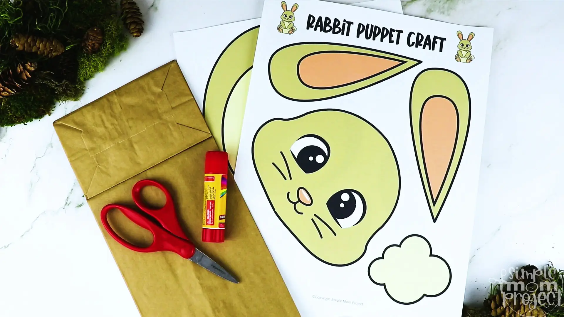 Printable Woodland Animal Rabbit Paper Bag Puppet Craft 7