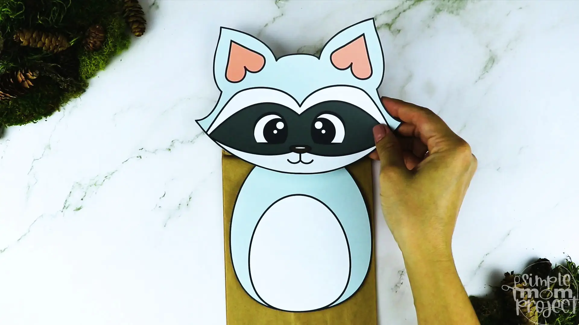 Printable Woodland Animal Raccoon Paper Bag Puppet Craft