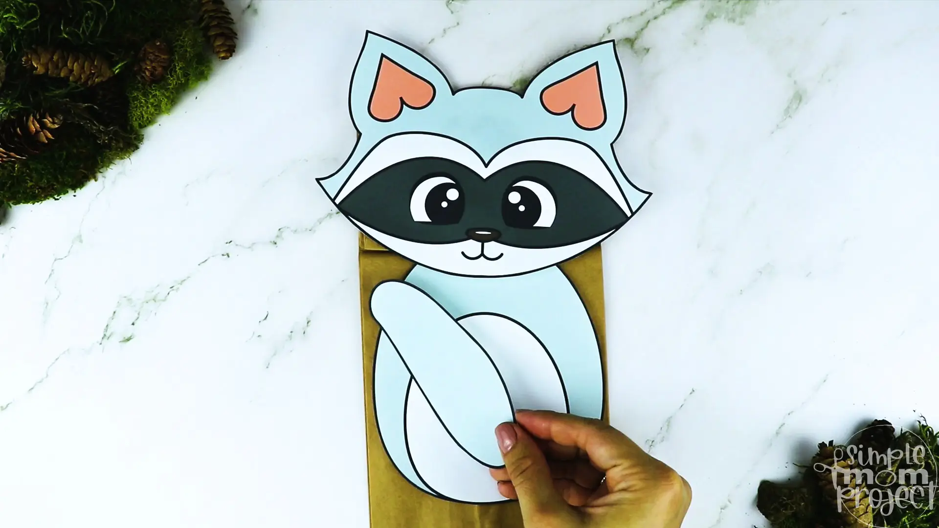 Printable Woodland Animal Raccoon Paper Bag Puppet Craft