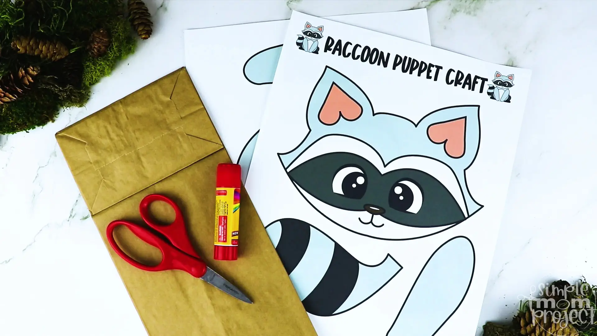 Printable Woodland Animal Raccoon Paper Bag Puppet Craft