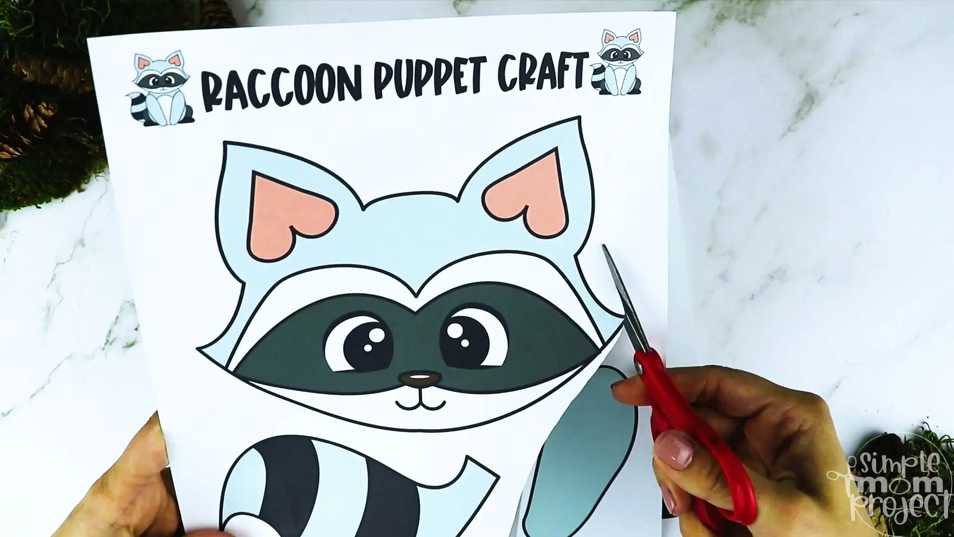 Printable Woodland Animal Raccoon Paper Bag Puppet Craft