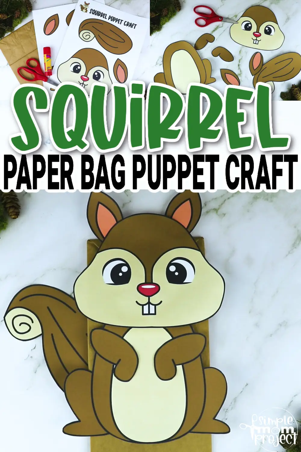 Squirrel Paper Bag Puppet Craft Template