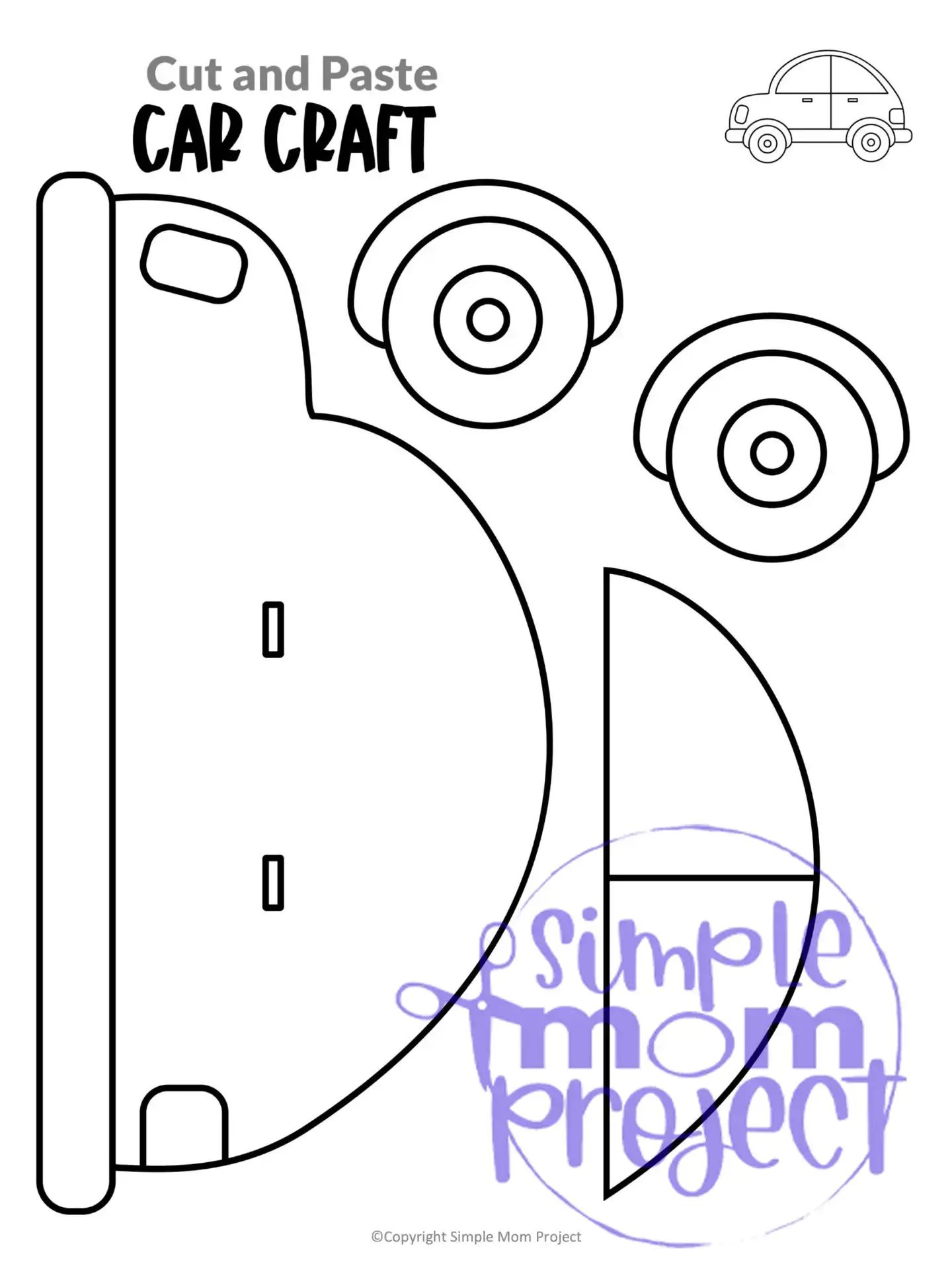 Printable Car Craft Transportation Vehicle Template for Kids, Preschool, Toddlers, Kindergarten Kids