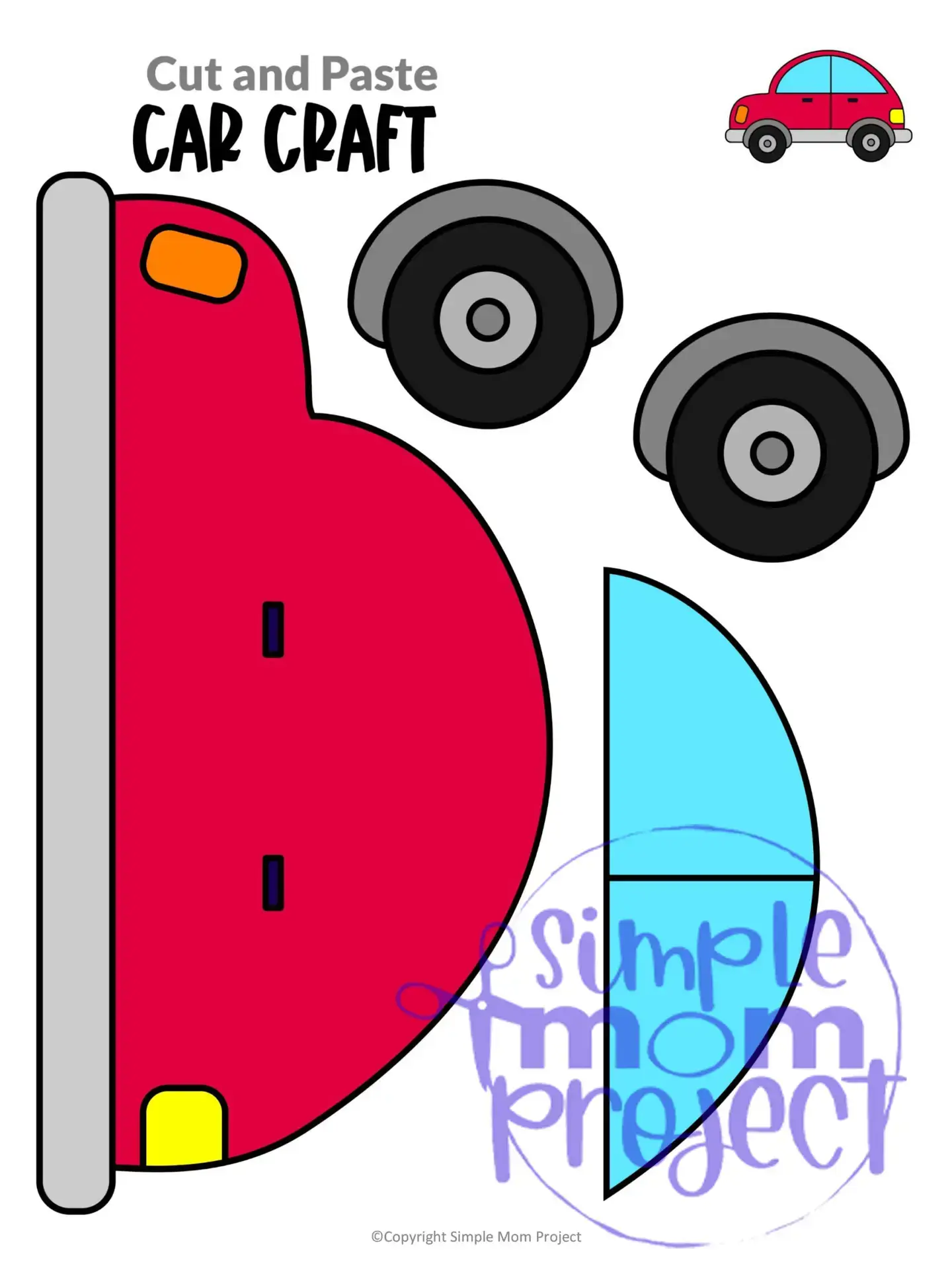 Printable Car Craft Transportation Vehicle Template for Kids, Preschool, Toddlers, Kindergarten Kids 1