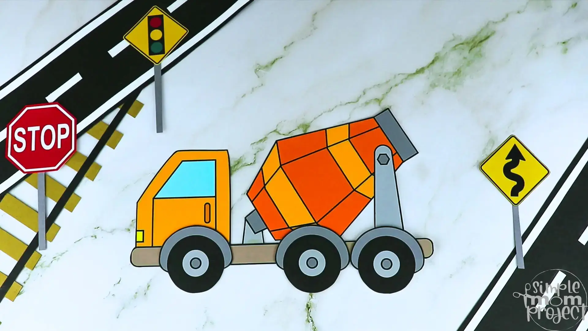 Printable Cement Truck Craft Transportation Vehicle Template for Kids, Preschool, Toddlers, Kindergarten 5