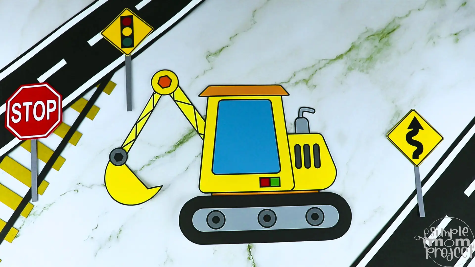 Printable Excavator Craft Transportation Vehicle Template for Kids, Preschool, Toddlers, Kindergarten 9