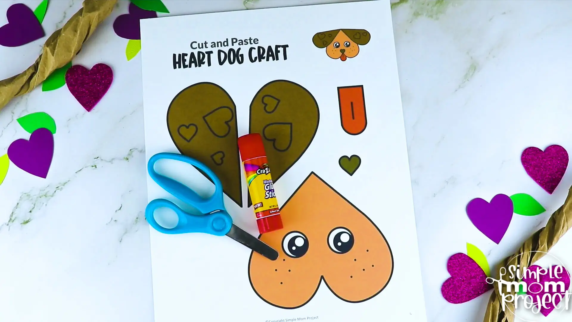 Looking for the best heart shaped dog paper craft for your preschool, kindergarten and elementary kids? This easy cut-and-paste printable heart dog craft template will keep your kids entertained for hours while developing their fine motor skills. Glue this simple heart dog template on a paper bag or popsicle stick to make a puppy dog puppet craft. Click now to grab this adorable heart dog printable template.