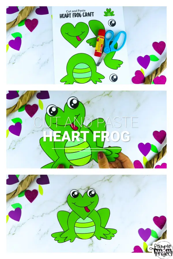 Are you looking for a simple heart shaped craft template for your kids? This adorable cut and paste heart frog craft is perfect for you! Your kids will enjoy coloring, cutting and sticking together the printable heart frog patterns. Whether you use this as creative art projects for toddlers, preschoolers or kindergartners or to learn about frogs during homeschooling, this cut and paste heart-shaped frog craft is a great fun for everyone!