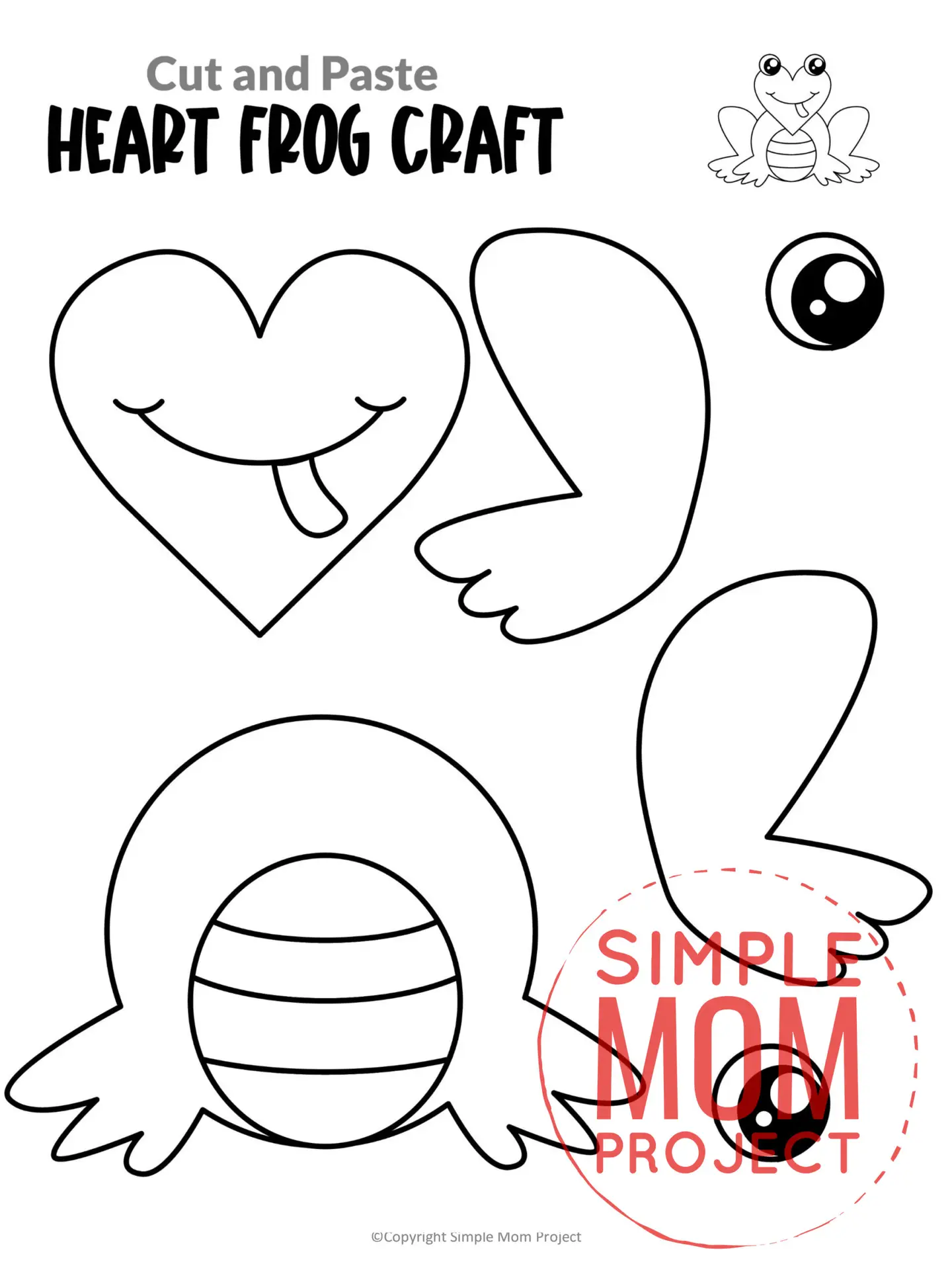 Printable Heart Frog Craft for Kids, Preschool, Toddlers, kindergarten 01