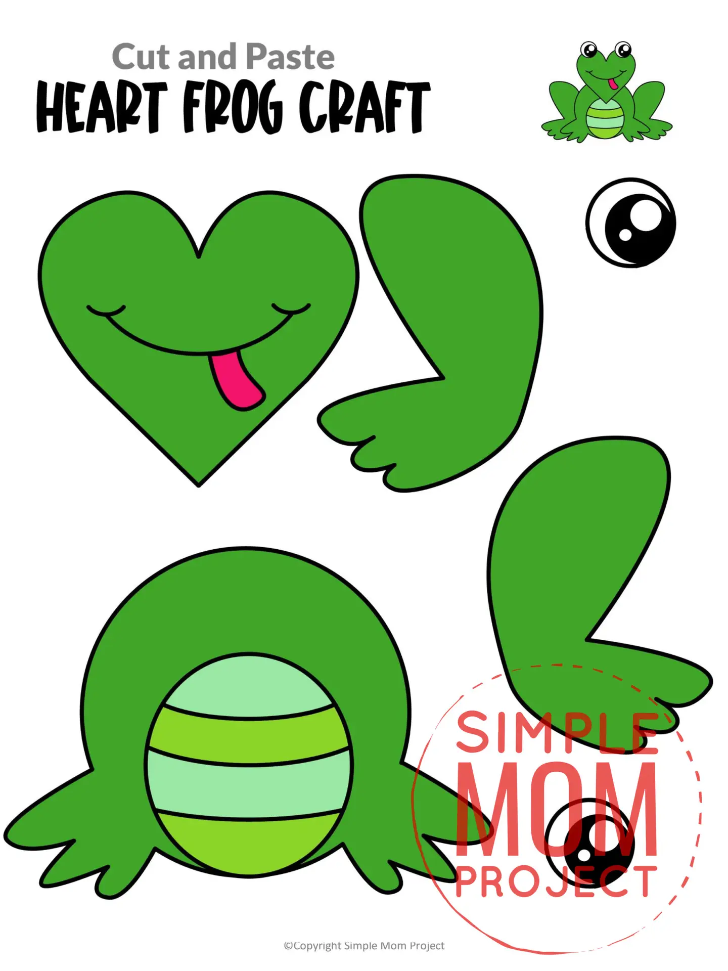 Printable Heart Frog Craft for Kids, Preschool, Toddlers, kindergarten 0