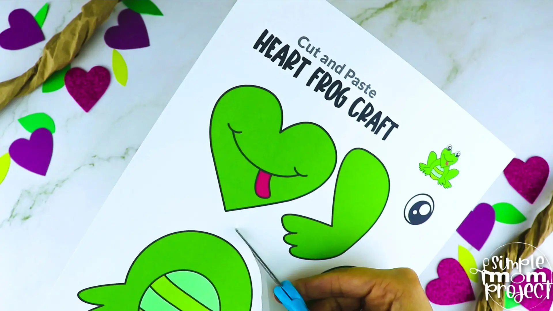 Are you looking for a simple heart shaped craft template for your kids? This adorable cut and paste heart frog craft is perfect for you! Your kids will enjoy coloring, cutting and sticking together the printable heart frog patterns. Whether you use this as creative art projects for toddlers, preschoolers or kindergartners or to learn about frogs during homeschooling, this cut and paste heart-shaped frog craft is a great fun for everyone!