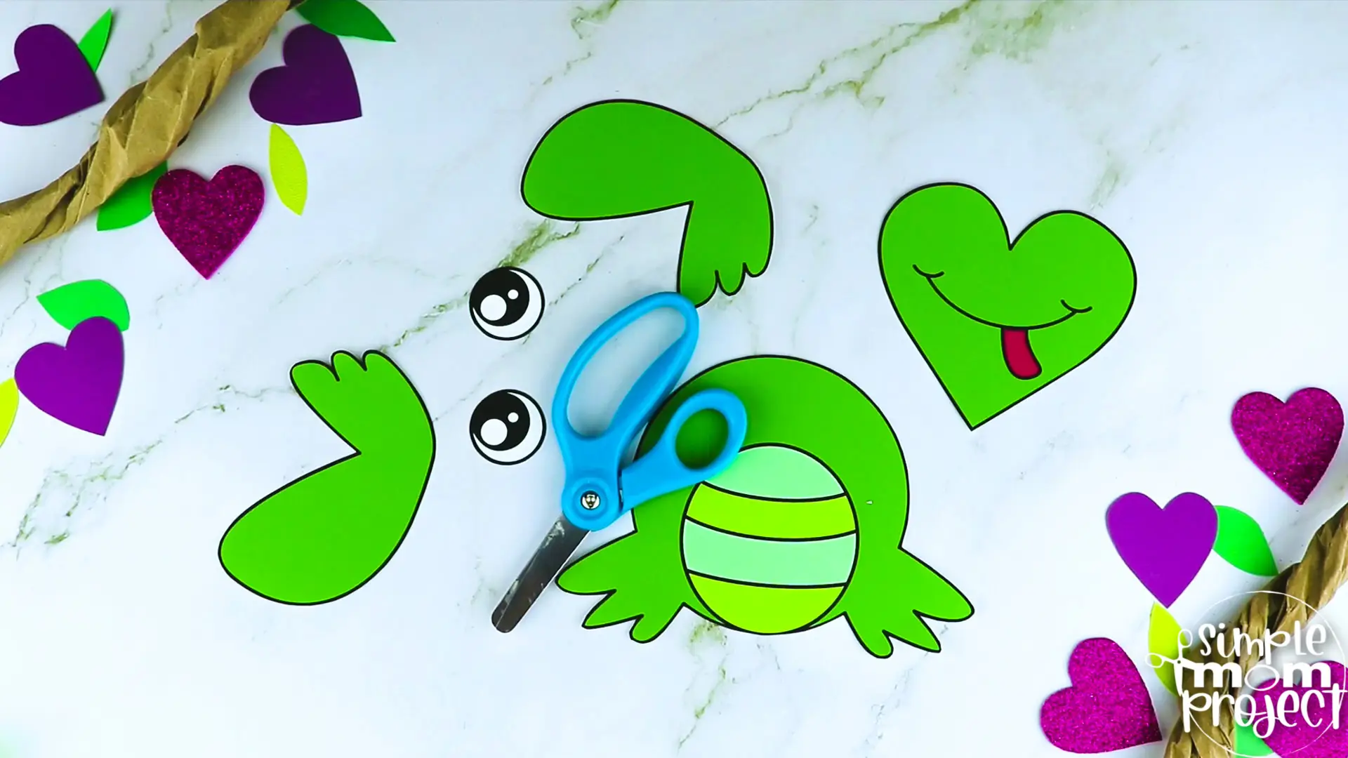 Are you looking for a simple heart shaped craft template for your kids? This adorable cut and paste heart frog craft is perfect for you! Your kids will enjoy coloring, cutting and sticking together the printable heart frog patterns. Whether you use this as creative art projects for toddlers, preschoolers or kindergartners or to learn about frogs during homeschooling, this cut and paste heart-shaped frog craft is a great fun for everyone!