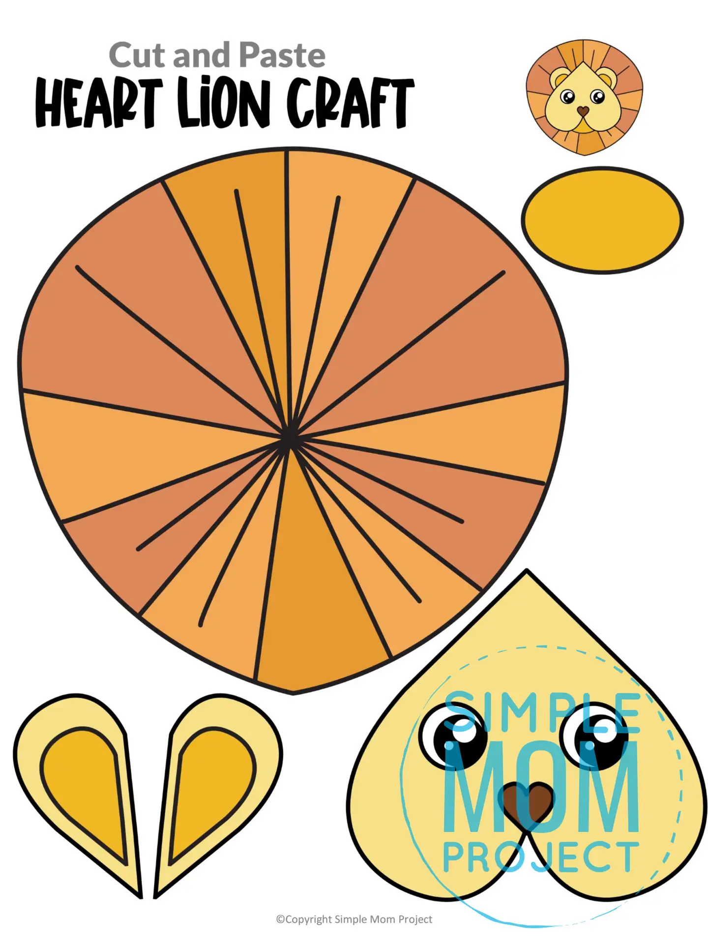Printable Heart Lion Craft for Kids, Preschool, Toddlers, kindergarten 15