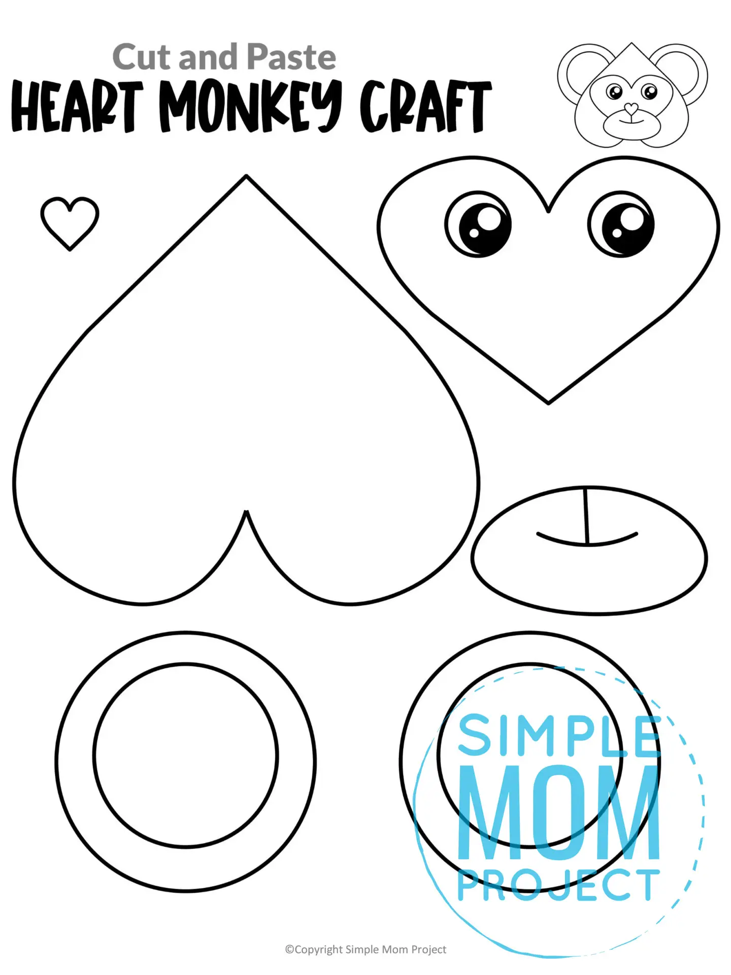 This printable heart shaped monkey craft is the perfect addition to any Letter M lesson or sharing fun facts about monkeys to your toddler, preschool or kindergarten kids. The cute heart monkey craft can be glued to a paper bag or paper plate to add fun and make your heart monkey craft stand out. Click to download and print your printable heart shaped monkey template today!